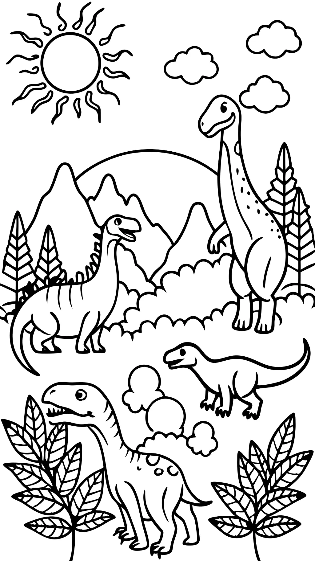 Página para colorear de dinosaurios